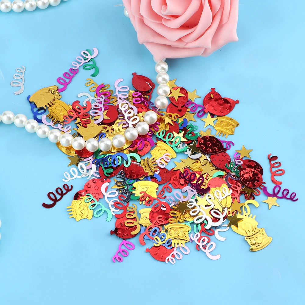 60g/Bag Birthday Wedding Party Balloon Colorful Sequin Confetti Decor Party Ornament SuppliesBalloon Ribbon Cake Mixed