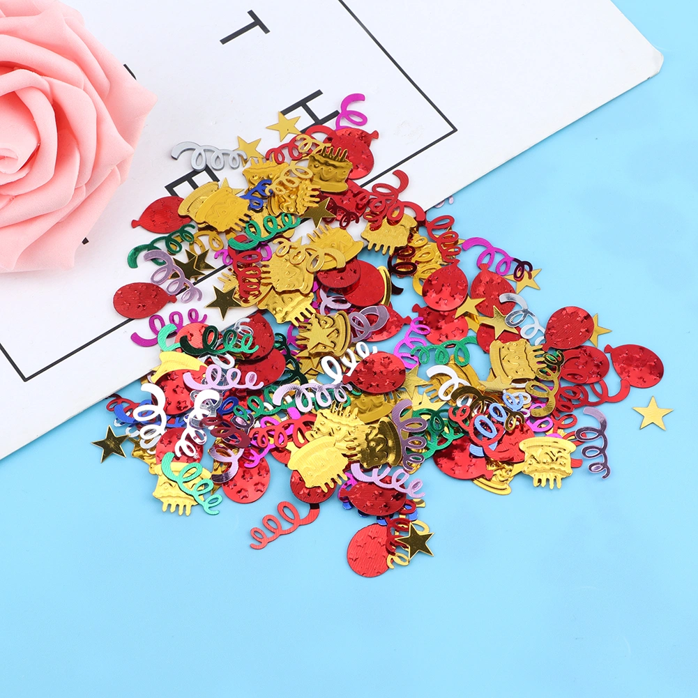 60g/Bag Birthday Wedding Party Balloon Colorful Sequin Confetti Decor Party Ornament SuppliesBalloon Ribbon Cake Mixed