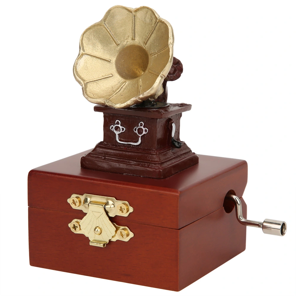 Phonograph Shape Mini Music Box Hand Crank Wind up Musical Box Home Ornament Birthday GiftType A