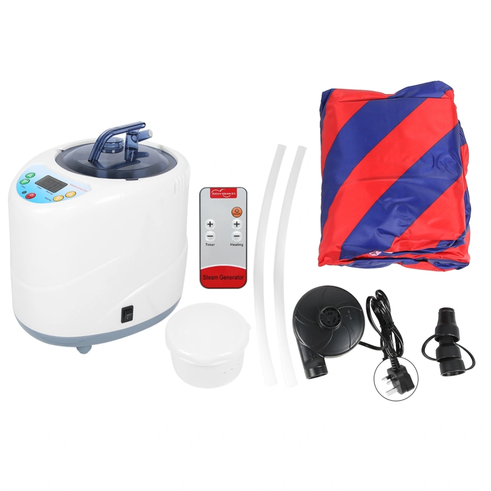 2L Sauna Steamer Machine with Folding Inflatable Home Sauna Box Red Blue Stripe for Home SPA220V UK Plug