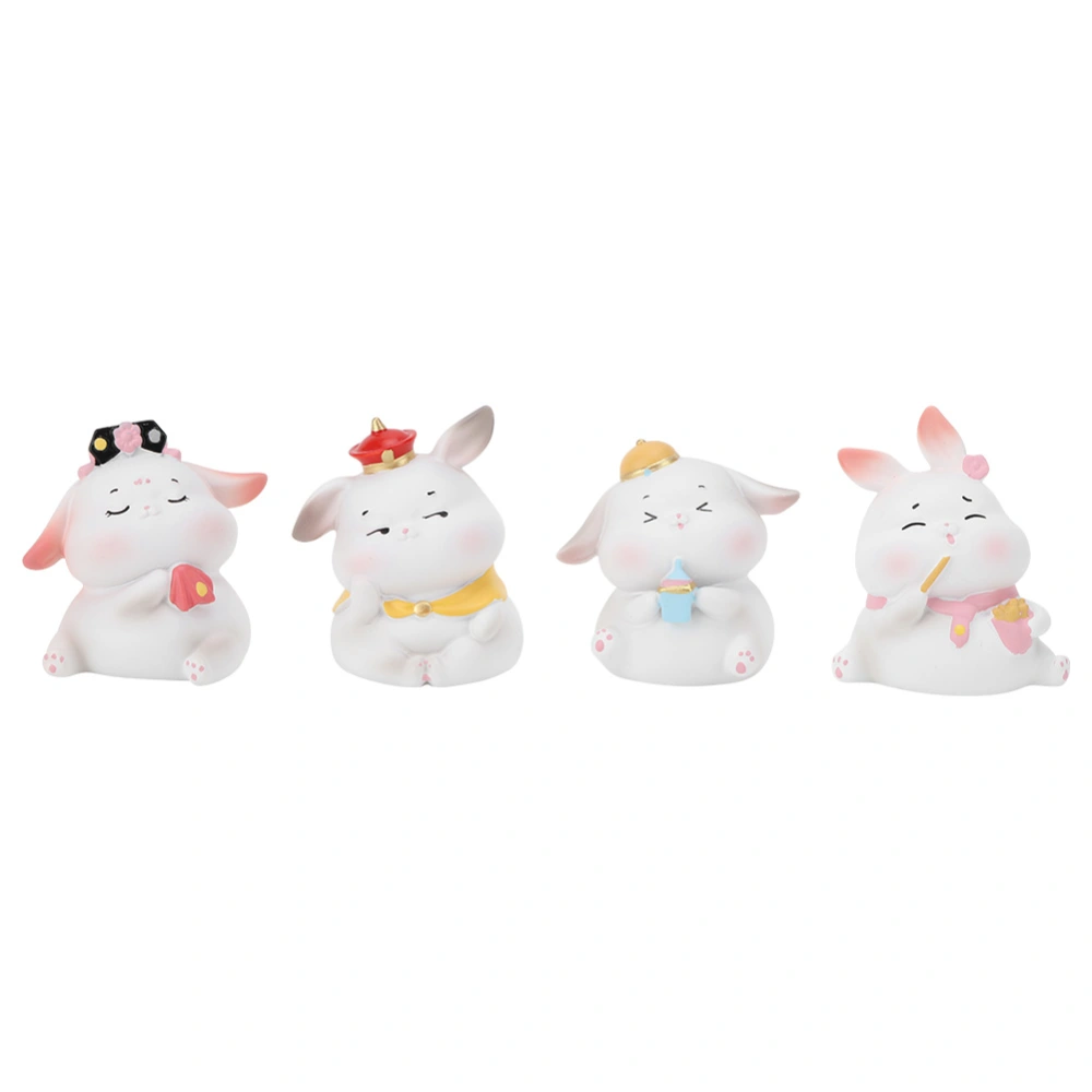 4Pcs Mini Cute Lovely Resin Rabbit Shape Ornament Home Garden Cake Decoration Birthday Gift