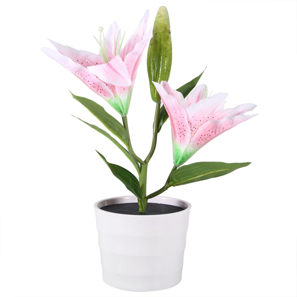 Solar LED Artificial Lily Lamp Simulation Bonsai Decor Flower Light for Home Decoration