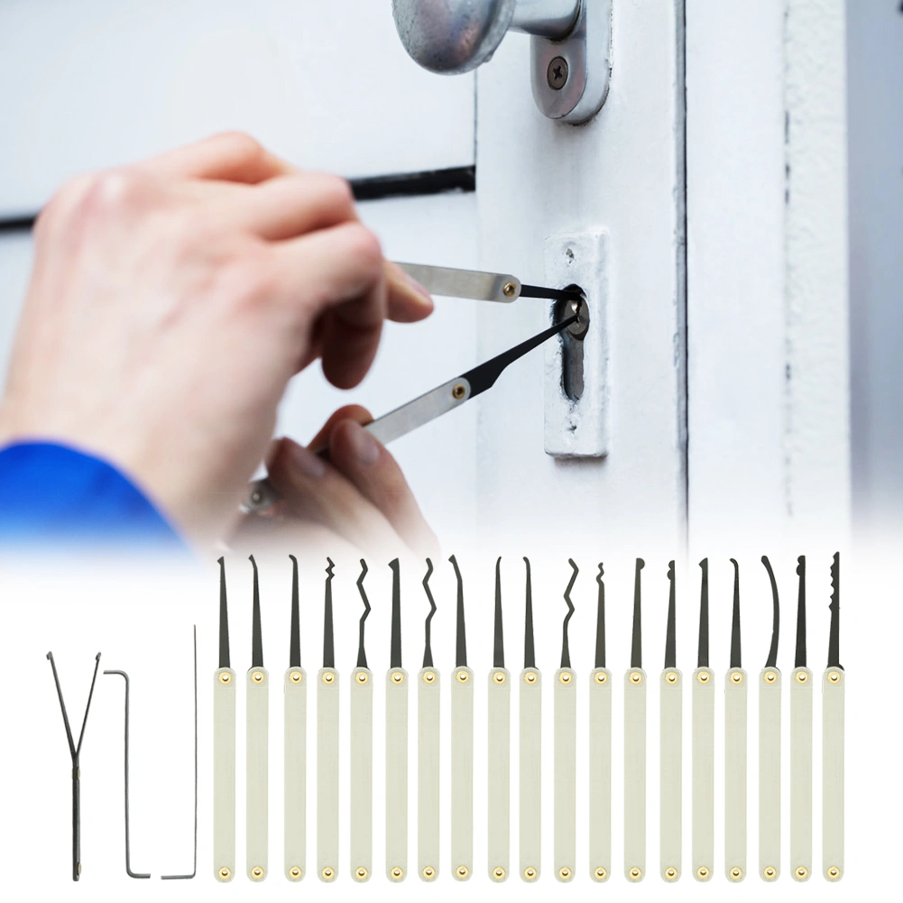 22pcs Stainless Steel Lock Pick Set Key Extractor Hardware Locksmith Supplies Handle Tool