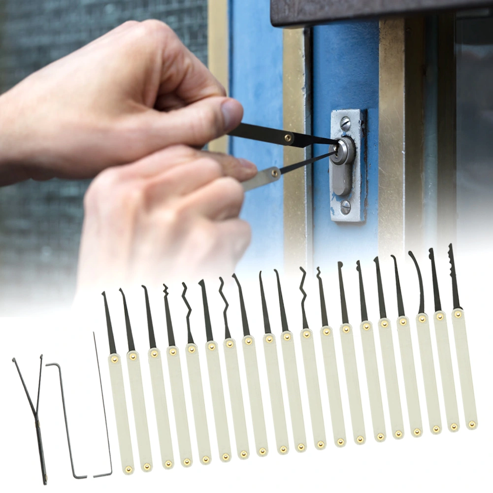 22pcs Stainless Steel Lock Pick Set Key Extractor Hardware Locksmith Supplies Handle Tool