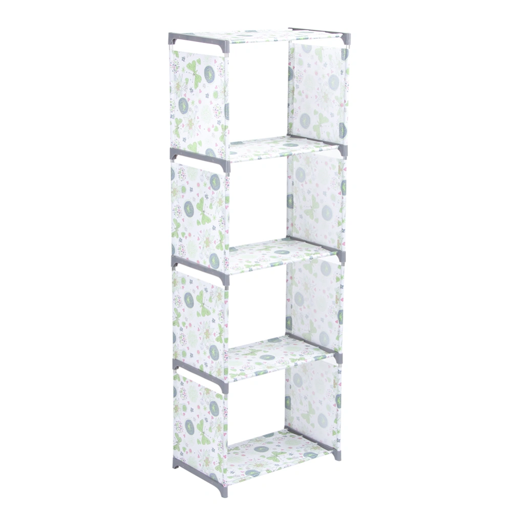 Multi Layer Standing Bookcase Bookshelf Storage Shelf Rack Home Organizer for Living Room BedroomFlower Pattern