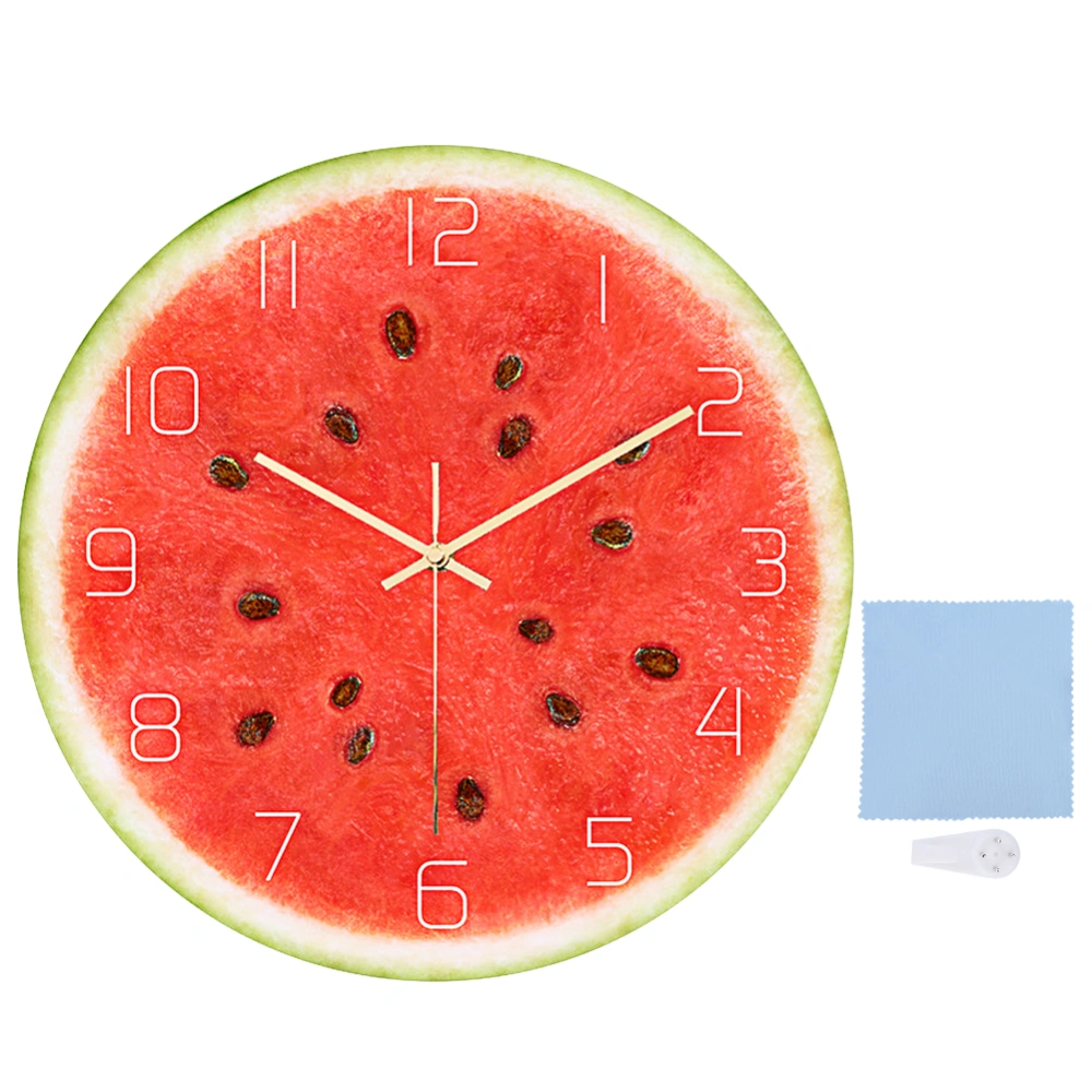 Watermelon Pattern Acrylic Office Home Room Wall Hanging Round Clock Time Display Decoration