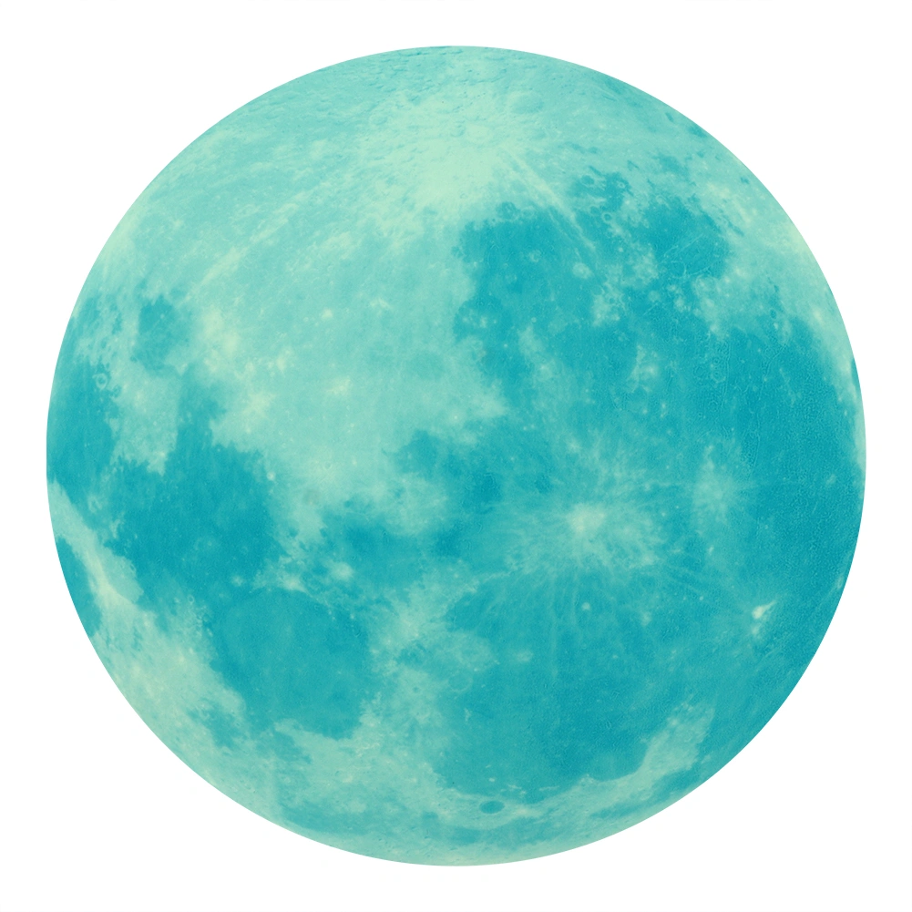 30cm Luminous Moon Shape Glowing Wall Sticker Home Decor for Children Room Bedroom(Cyan Green Light )