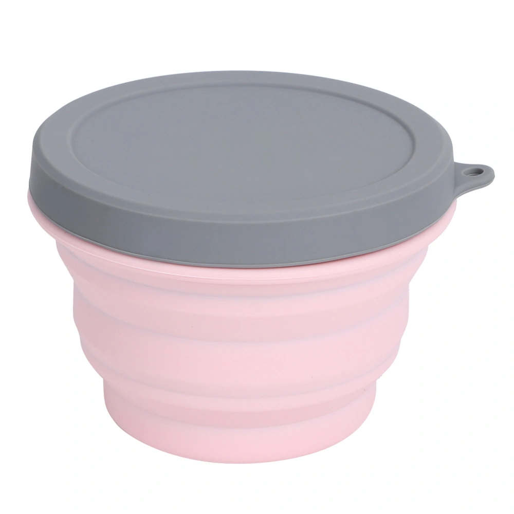 1L Portable Collapsible Silicone Bowl with Lid Food Storage Containers for Outdoor Camping Travel HikingPink