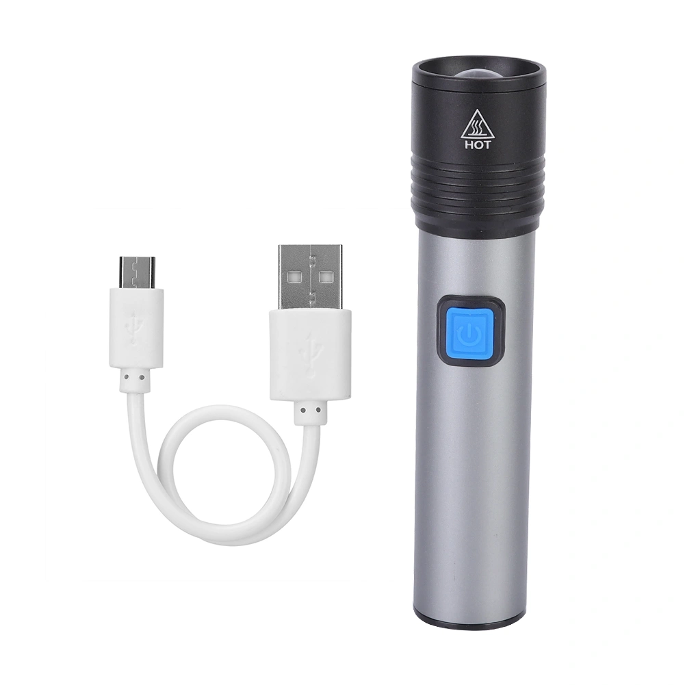 Waterproof Portable USB Rechargeable Adjustable LED Flashlight for Outdoor Camping