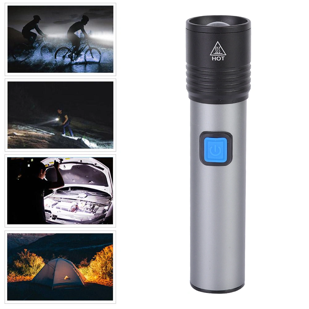 Waterproof Portable USB Rechargeable Adjustable LED Flashlight for Outdoor Camping