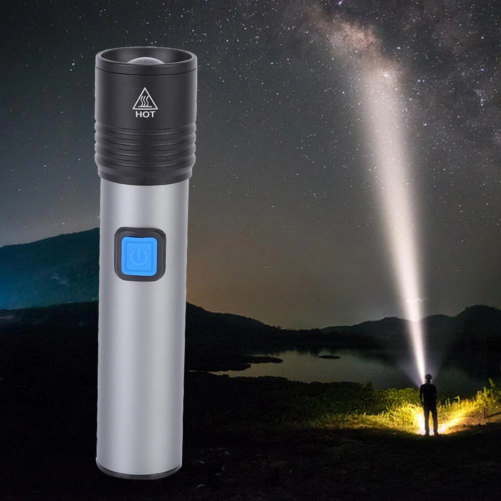 Waterproof Portable USB Rechargeable Adjustable LED Flashlight for Outdoor Camping