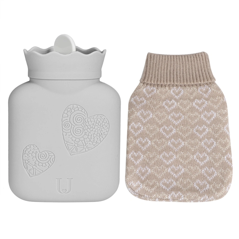 Mini Hot Water Bottle Bag Warm Hand Feet Warmer Water Injection Bag for Home OfficeGray