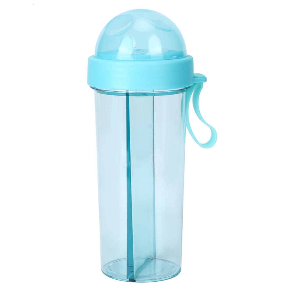 600ml Portable Outdoor Travel Sport Two Straws Water Bottle Dual Use Drinking Bottle