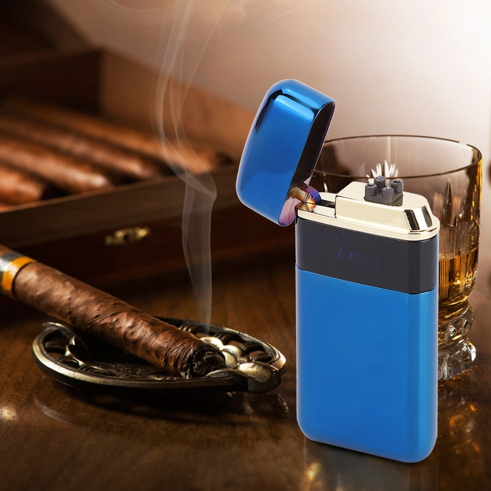 Pulse Double Arc Lighter USB Electric Rechargeable Cigarette Lighter with Charging IndicationBlue