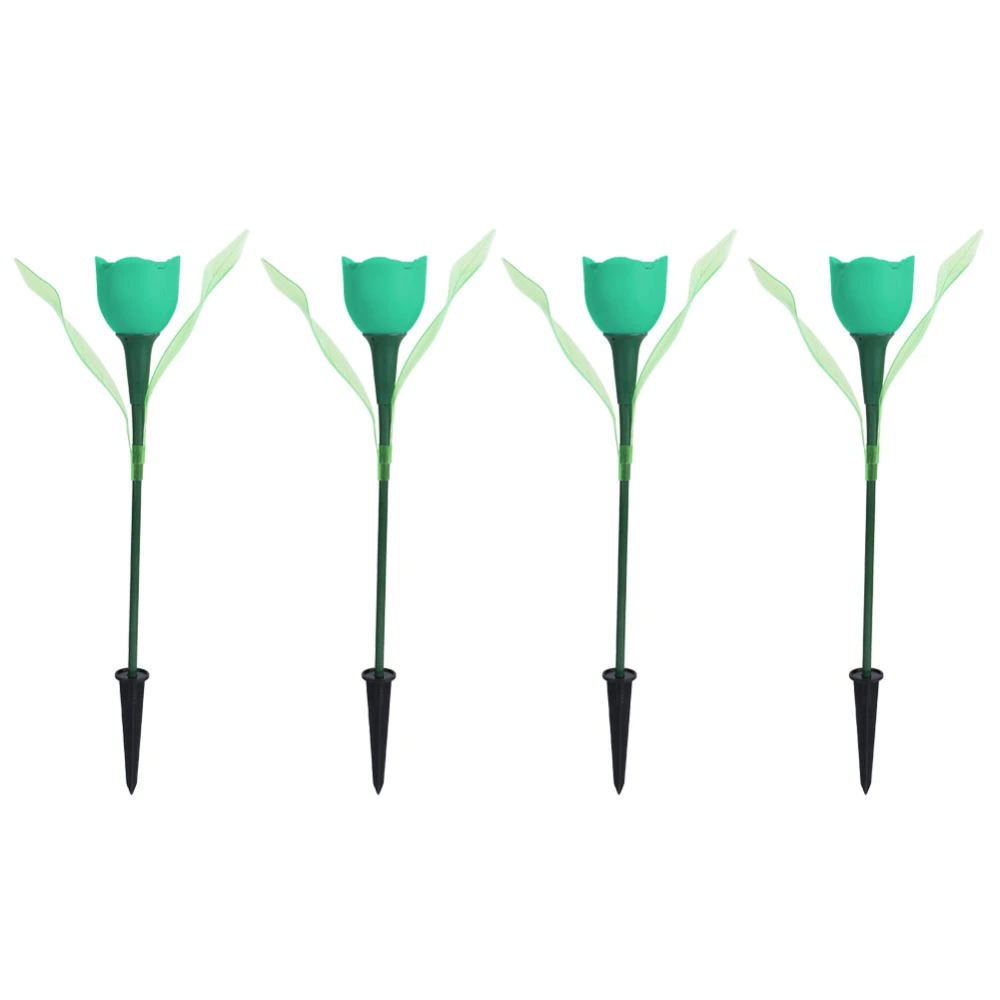 4Pcs Outdoor Solar Power Tulip LED Flower Light Waterproof Garden Lawn Lamp DecorationGreen