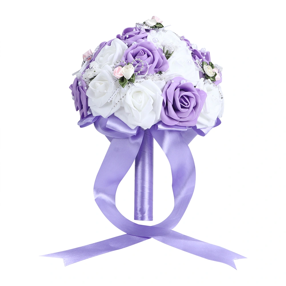 Artificial Wedding Bouquet Simulation Bridal Holding Flower Decoration Wedding SuppliesPurple
