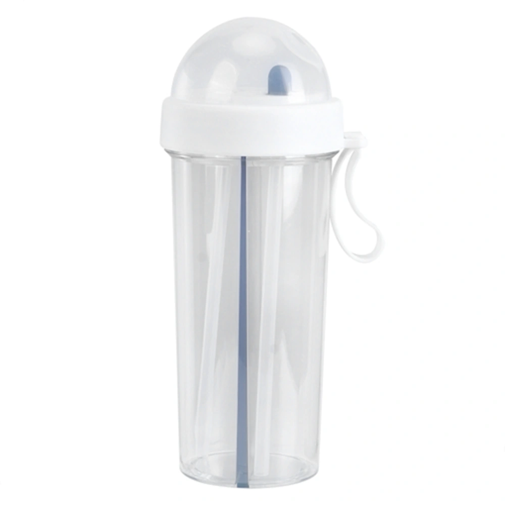 600ml Innovative Dual Use Water Bottle Straw Water Cup for Home Outdoor Camping SportWhite