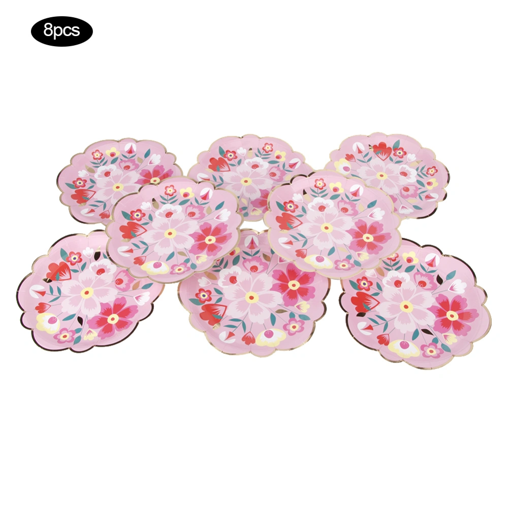 8Pcs Household Kitchen Disposable Paper Tableware Paper Plates Birthday Party Supplies