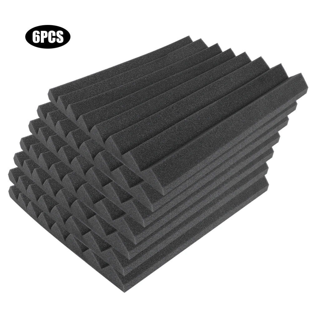 6Pcs 50x50x5cm Triangular Groove Soundproof Padding Foam Sound Insulation Deadening MaterialOrdinary Black