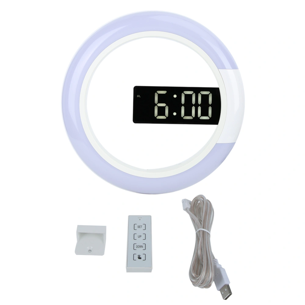 Innovative Modern Style LED Wall Clock Home Decoration with Alarm Temperature Light FunctionWhite