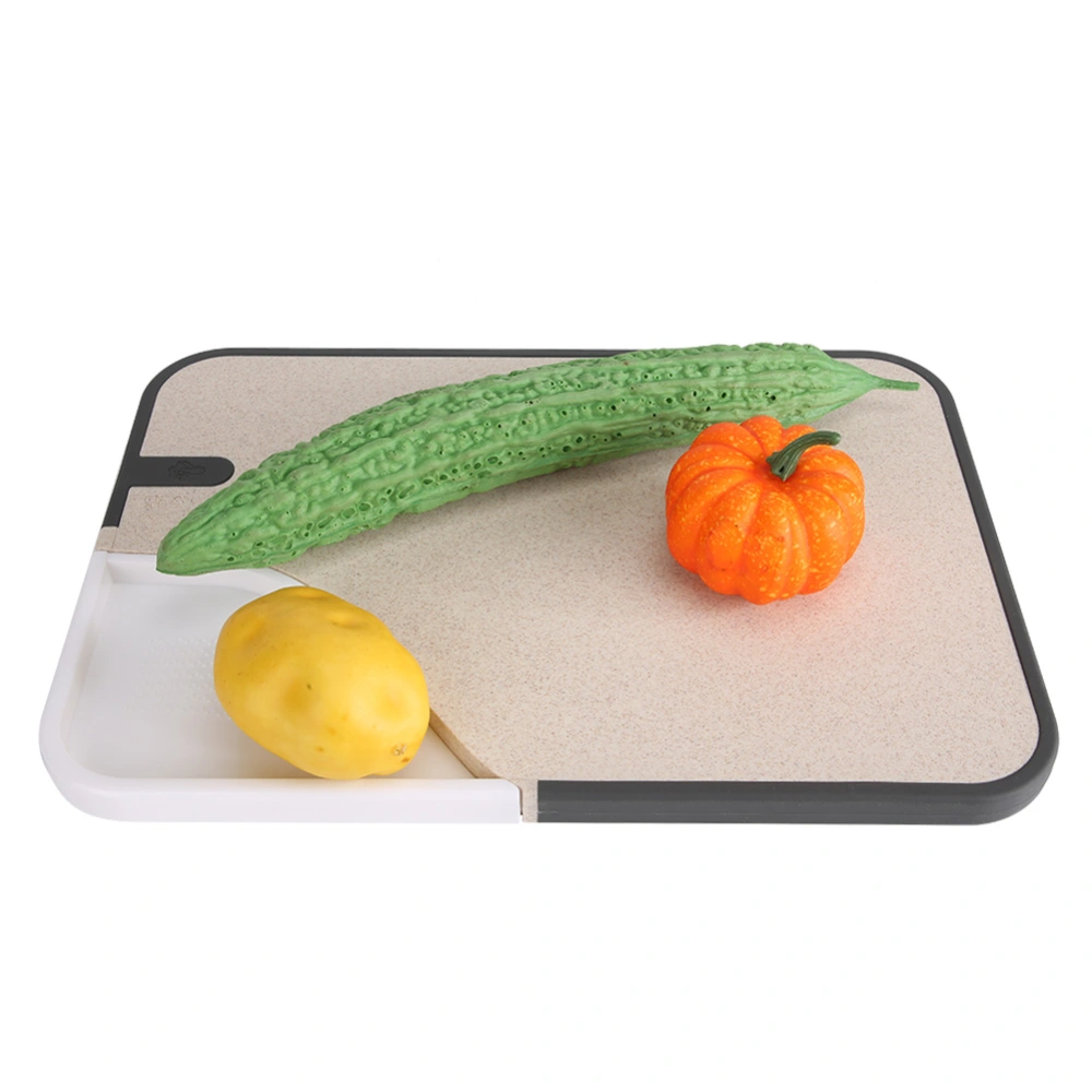 Durable Double-side Non-slip Fruit Vegetable Cutting Chopping Board for Home Kitchen UseBeige