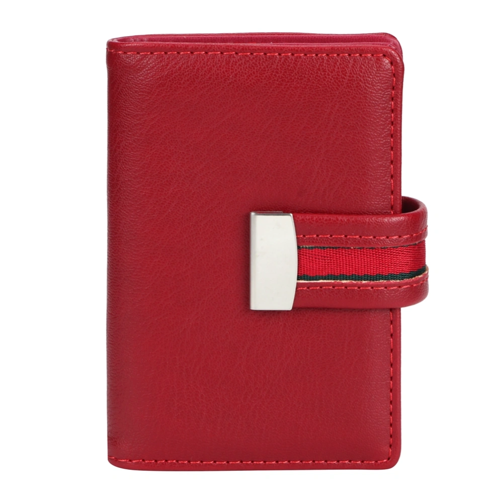 Mini Fashionable RFID Women Card Holder PU Leather Bank Card Box Business Card CaseRed