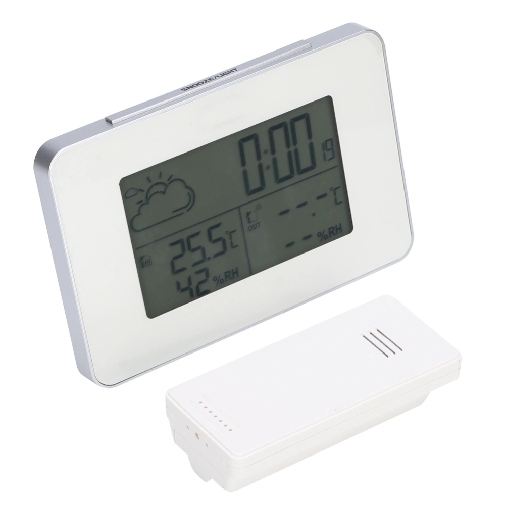 Multi-Functional Weather Forecast Clock Electronic Alarm Clock with Temperature Humidity Display White