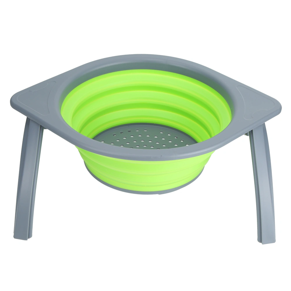 Portable Kitchen Folding Filter Fruit Vegetable Washing Basket Strainer with HolderGreen Grey