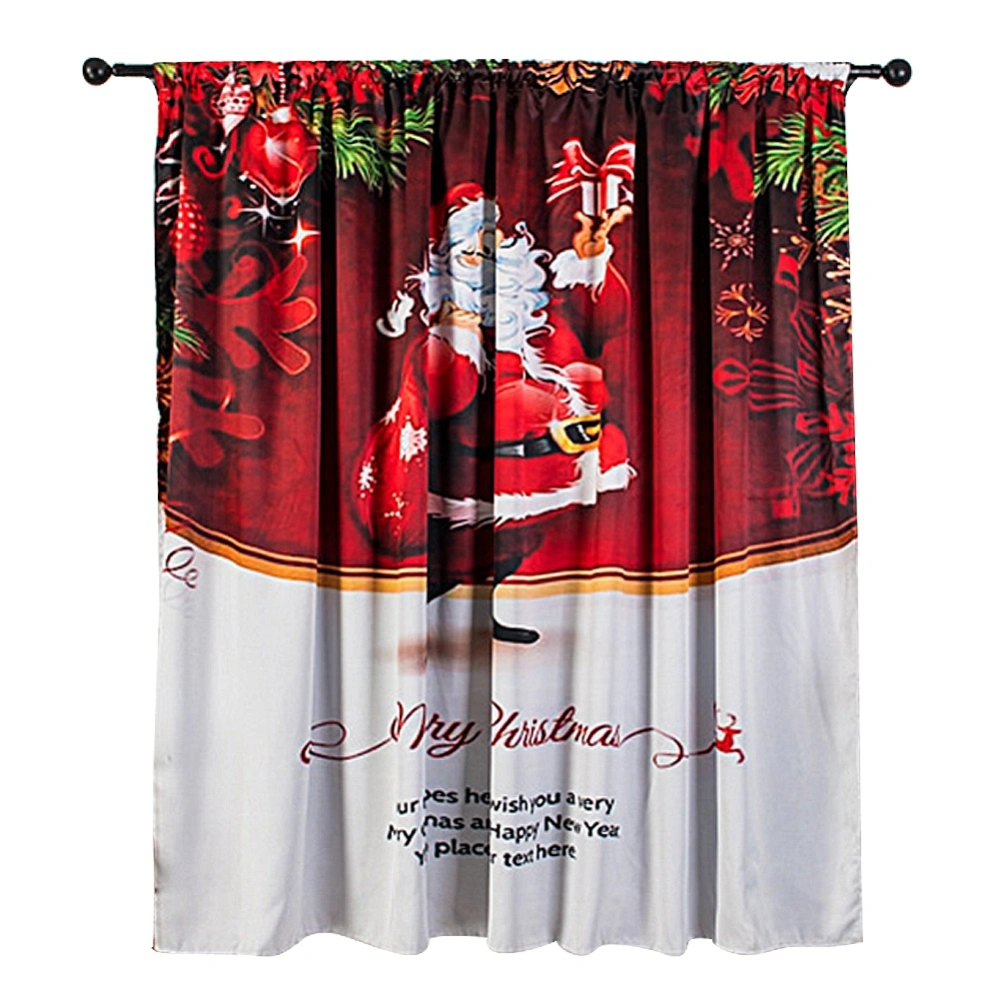 Household Cute Merry Christmas Window Curtain Window Drapes Bathroom Party Decoration 140x130cmRed