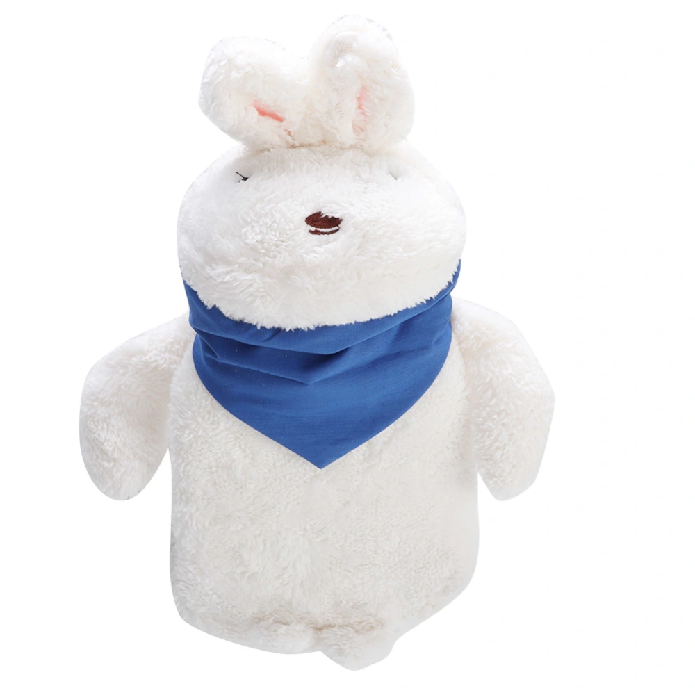 Cute Plush Puppet Hot Water Bottle Bag Warm Hand Feet Warmer Water Injection Bag for Home OfficeWhite Rabbit