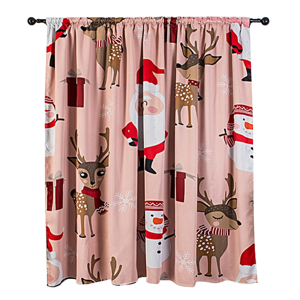 Household Cute Merry Christmas Window Curtain Window Drapes Bathroom Party Decoration 140x130cmPink