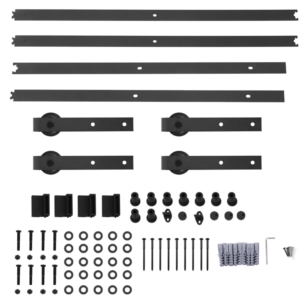 Barn Sliding Wood Door Track System Kit 4m Double Door Sliding Door Hardware Accessories for Warehouse Cabinet