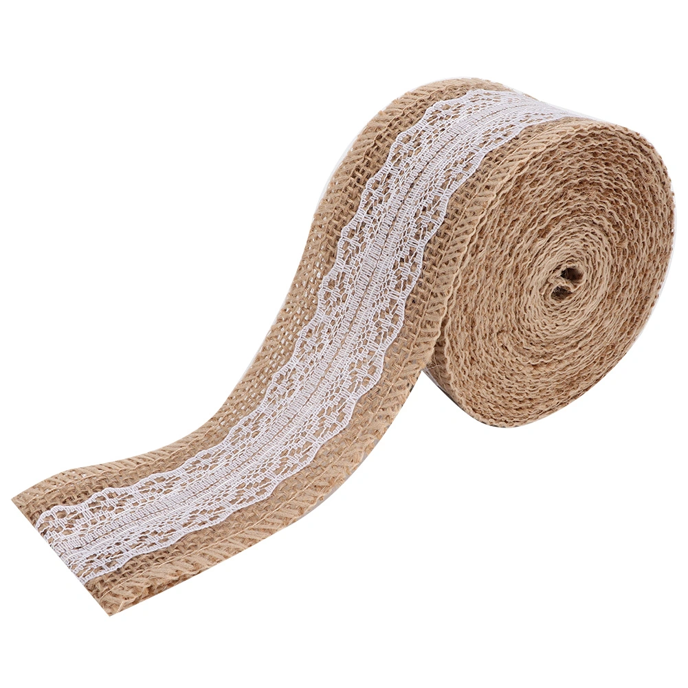 2 Rolls 5m Beautiful Linen Lace Roll Ribbon Home Christmas Wedding DIY AccessoriesType B
