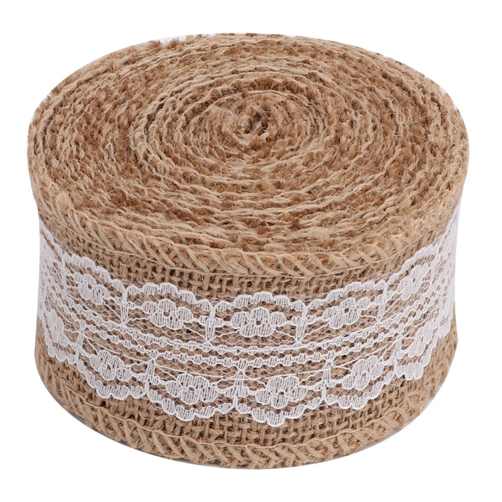 2 Rolls 5m Beautiful Linen Lace Roll Ribbon Home Christmas Wedding DIY AccessoriesType E