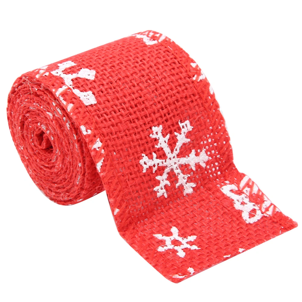 DIY Handcraft Burlap Ribbon Christmas Ribbon Wrapping Ribbon for Christmas Crafts Party Decoration6cm Red Snowflake