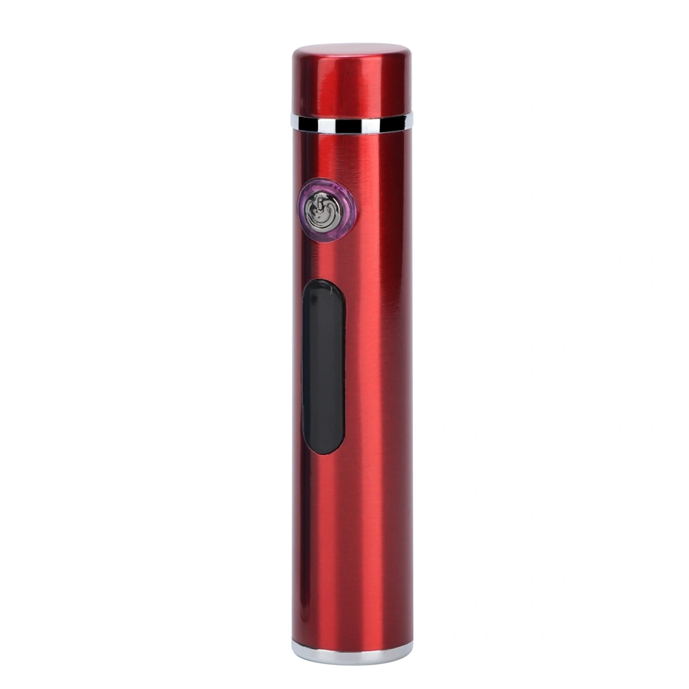 Mini Portable USB Electric Arc LED Lighter Windproof Cigarette Lighter With Power Display Red Brushed