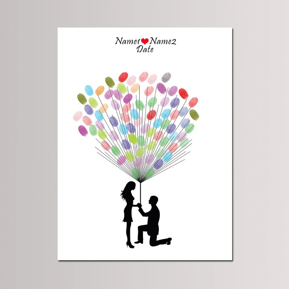 DIY Groom and Bride Pattern Fingerprint Guest Signature Guestbook Painting Wedding DecorationHK208