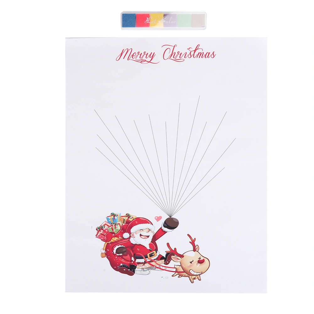 Merry Christmas Cartoon DIY Fingerprint Guest Signature Painting Decor (Type C Santa Claus )