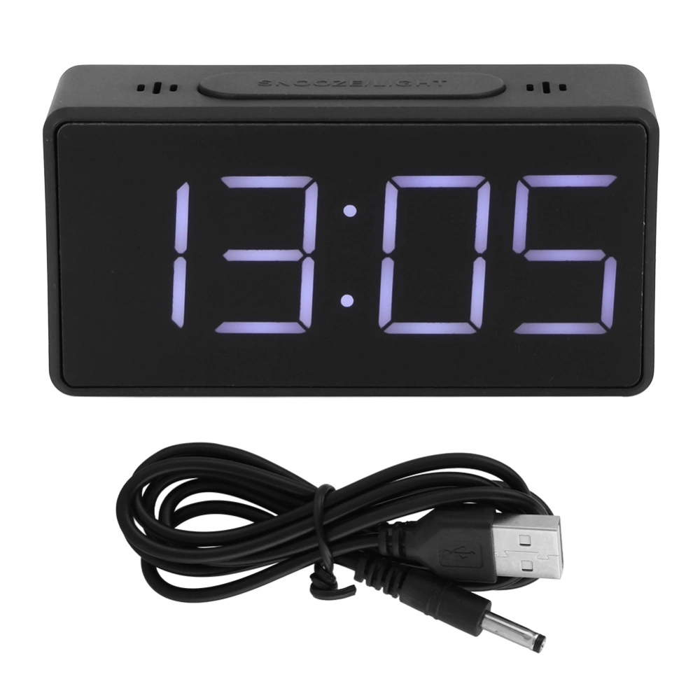 Simple Electronic Clock LED Bedside Alarm Clock with Snooze Function for Student Home Use (Black )