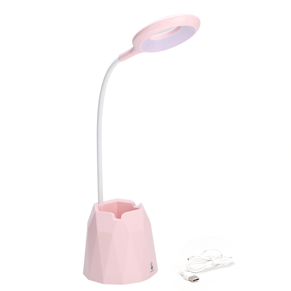 Household MultiFunctional LED Small Table Lamp Pink Dual Use Night Light with Pen Container