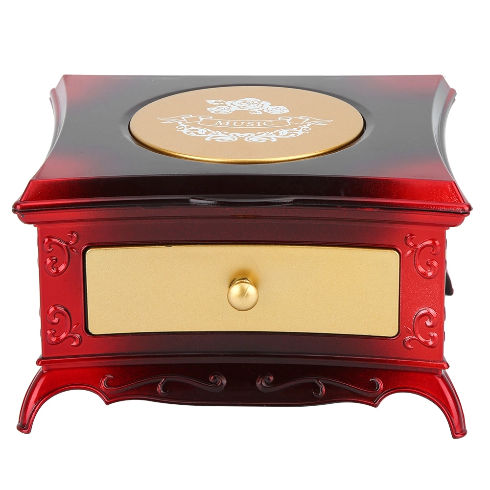 Dancing Girl Music Box Toy Jewelry Storage Box Gift Home Ornament Decoration (Red)