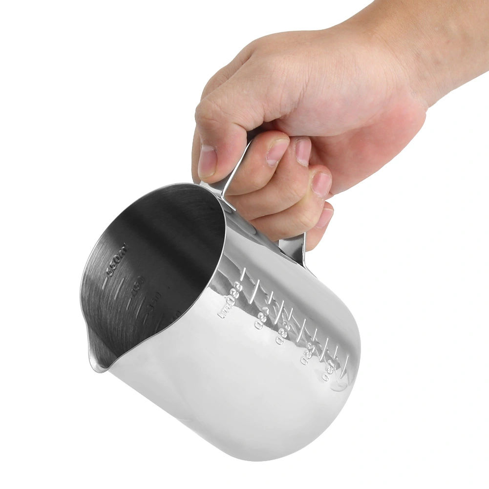 Household Stainless steel Coffee Frothing Pitcher Pull Flower Cup Milk Frothing Cup (550ml)
