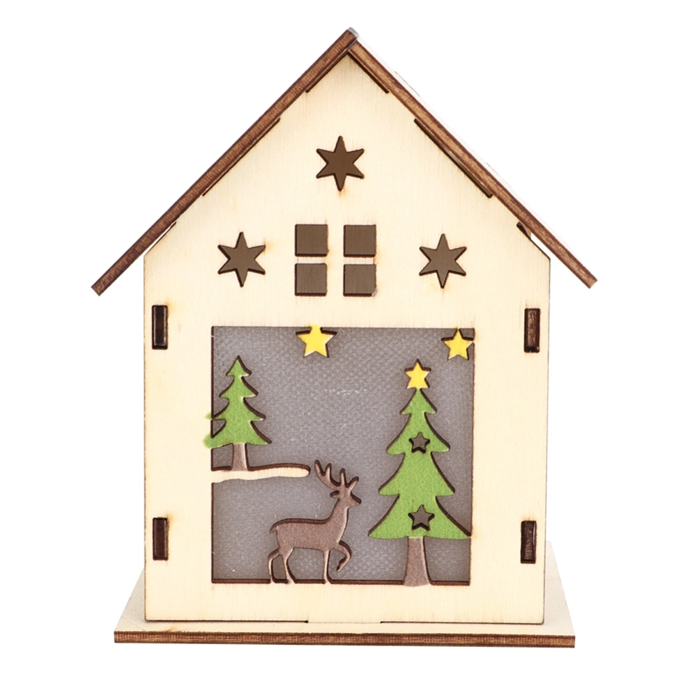 Cute Mini Luminous Cabin House Christmas Tree Hanging Ornaments Decoration (Large Reindeer)