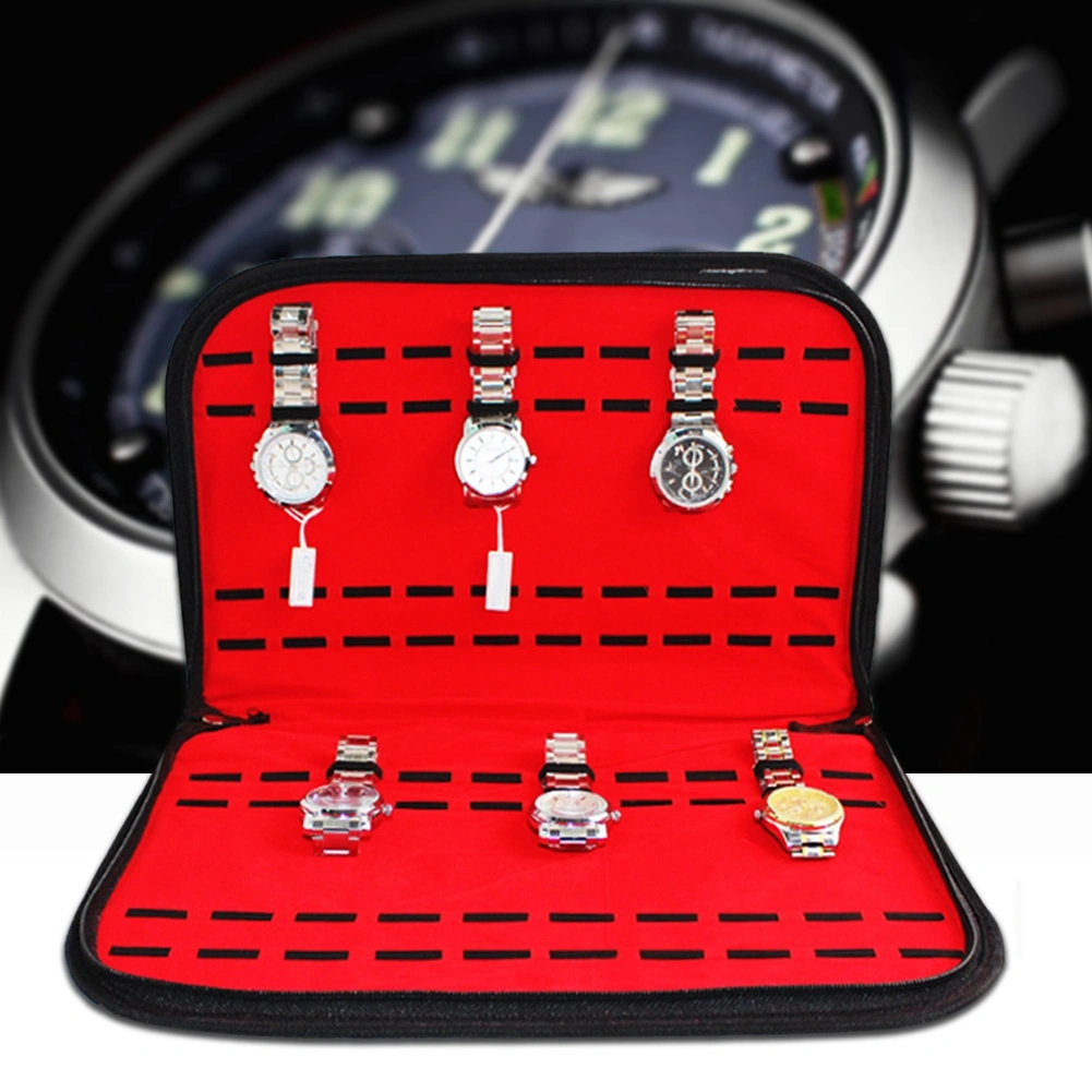 20 Slot PU Lint Watch Storage Box Organizer Zipper Collection Case Container Decoration