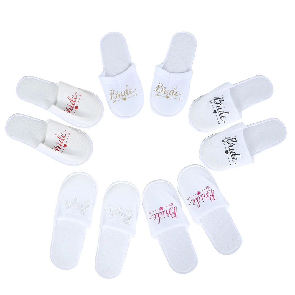 5 Pairs Bride Letters Pattern Disposable Wedding Party Slippers Photography Props