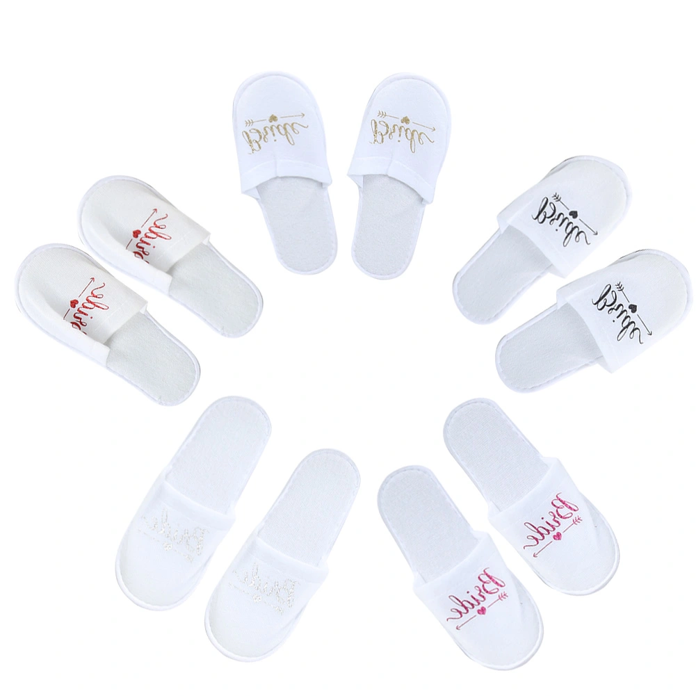5 Pairs Bride Letters Pattern Disposable Wedding Party Slippers Photography Props