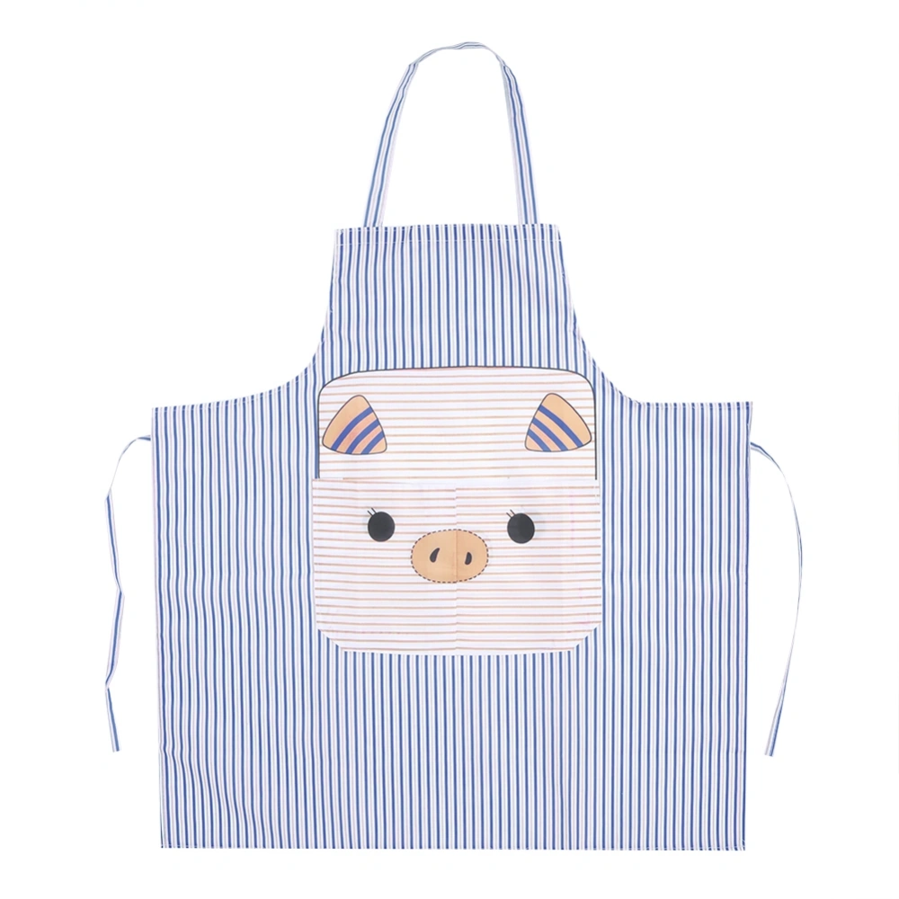 Cartoon Apron Polyester Oilproof Hanging Neck Apron for Baking Roasting Cooking(Blue)