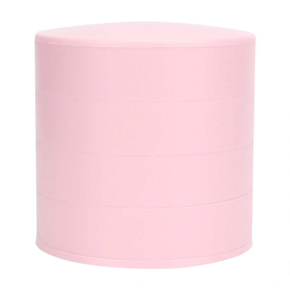 Multifunctional Round Four Layer Jewelry Storage Box Collection Case Organizer with Lid (Pink)