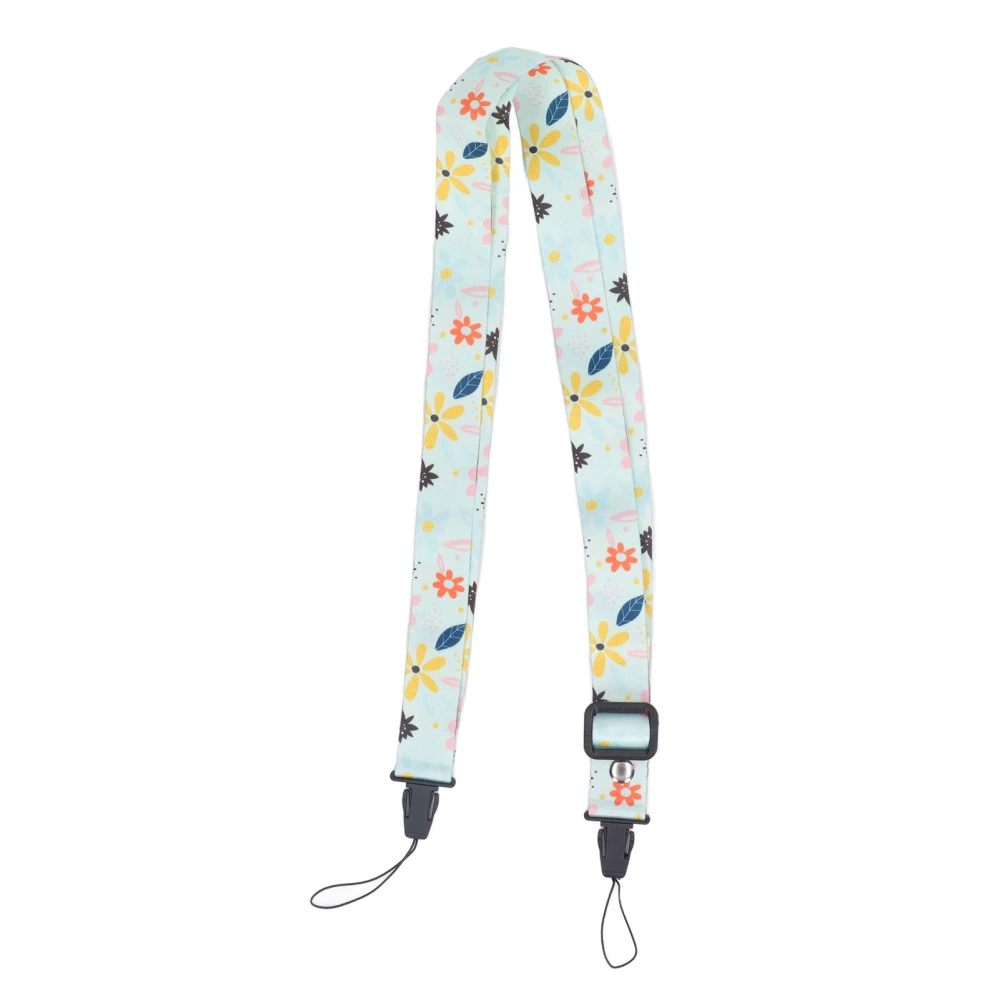 1.2m Camera Strap Belt Printed Pattern Multifunctional Shoulder Neck Strap for Polaroid Mini 12 11 8 9 Camera Green Background Flowers