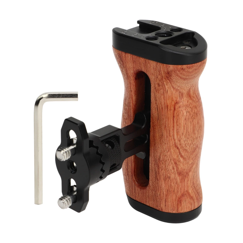 Wooden Camera Cage Handle Left Right Wooden Camera Cage Handle Grip with 1/4 Inch Screw Hole 3/8 Inch Screw Hole Cold Shoe Mount